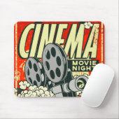 Tapis De Souris CINÉMA : Soirée cinéma Rétro Mousepad (Avec souris)