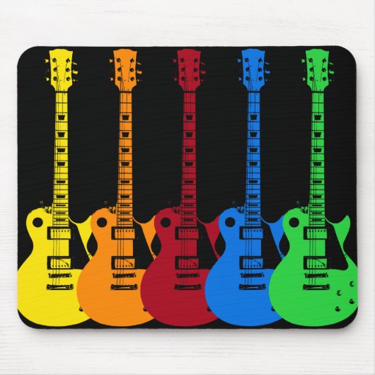 Tapis De Souris Cinq guitares électriques colorées (Devant)