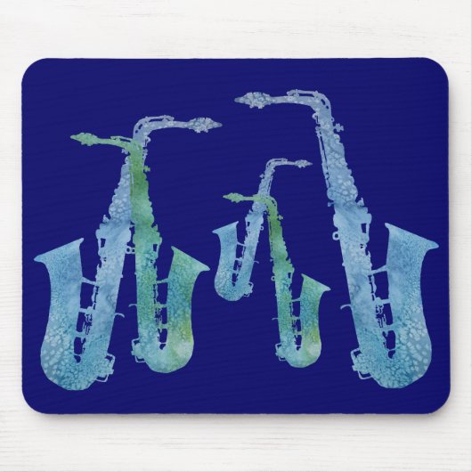 Tapis De Souris Cinq saxos bleus frais (Devant)