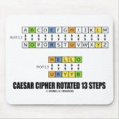 Tapis De Souris Cipher César pivoté 13 Étapes Cryptographie (Devant)