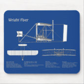Tapis De Souris Circulaire Wright - Plan de dessin du plan d'avion (Devant)