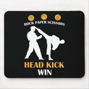 Tapis De Souris Ciseaux de papier rocheux Tête Kick I Win Yellow K
