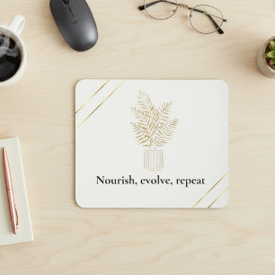 Tapis De Souris Citation botanique dorée minimaliste