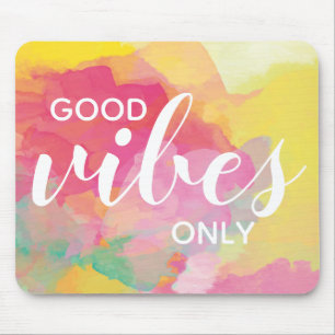 Tapis De Souris Citation d'affirmation de bonne vibes aquarelle