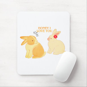 Tapis De Souris Citation d'amour mignonne Bunny Couple - "Chéri, j