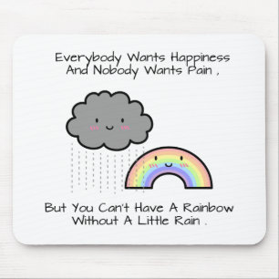 Tapis De Souris Citation de bonheur de nuage de pluie arc-en-ciel