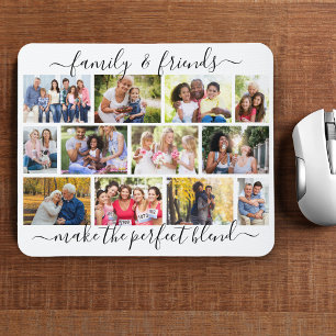Tapis De Souris Citation de famille et d'amis Collage de 12 photos