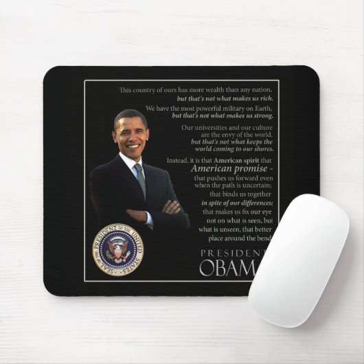 Tapis De Souris Citation d'Obama (Avec souris)