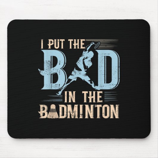Tapis De Souris Citation drôle de badminton Raquettes Volant Joueu (Devant)