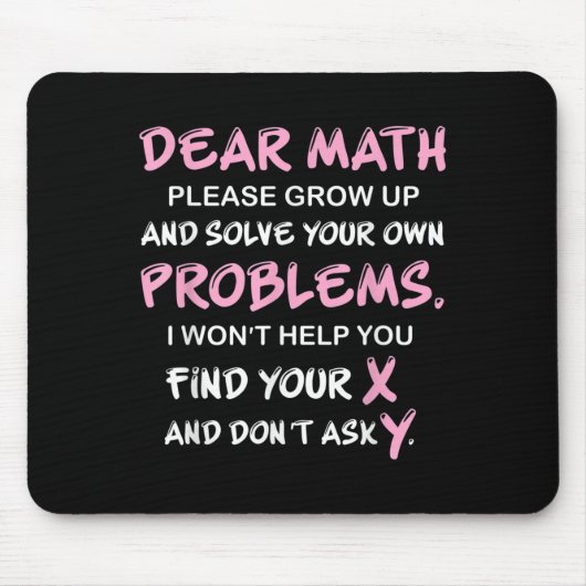 Tapis De Souris Citation drôle de maths (Devant)