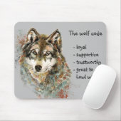 Tapis De Souris Citation du code du loup d'aquarelle, loups Animau (Avec souris)