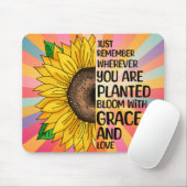 Tapis De Souris Citation et tournesol tiré à la main (Avec souris)