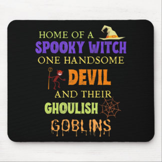Tapis De Souris Citation Halloween Familiale Avec Witch Devil Spid