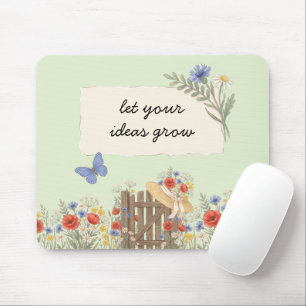 Tapis De Souris Citation Motivation Fleurs Sauvages Vert Sauge