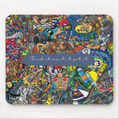 Tapis De Souris Citation Motivationnelle Art Doodé Bleu (Devant)
