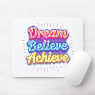 Tapis De Souris Citation motivationnelle néon 'Rêver croire réussi
