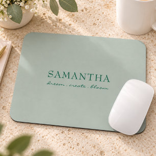Tapis De Souris Citation Positive Nom Vert Sauge Moderne