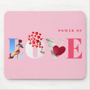 Tapis De Souris Citation sur le Pouvoir de l'Amour Romantique Rose