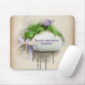 Tapis De Souris citation sur roche avec lilas (Avec souris)