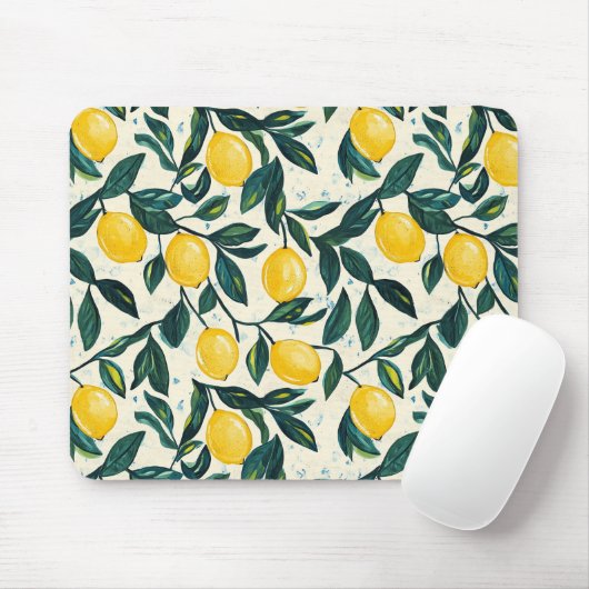 Tapis De Souris Citron jaune vif à motif (Avec souris)