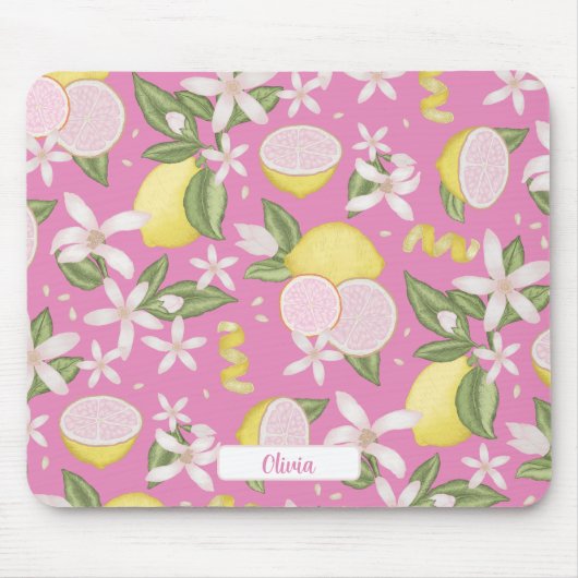 Tapis De Souris Citron rose Botanique Citrus Pad (Devant)