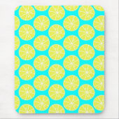 Tapis De Souris Citron tranché sur fond bleu (Devant)