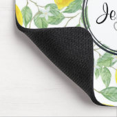 Tapis De Souris Citrons jaunes avec Monogramme Motif vert (Coin)