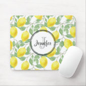 Tapis De Souris Citrons jaunes avec Monogramme Motif vert (Avec souris)