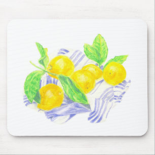 Tapis De Souris citrons Meyer sur la serviette de cuisine