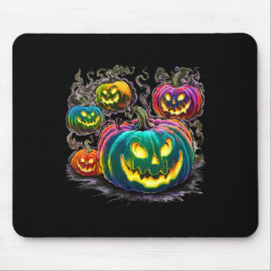 Tapis De Souris Citrouille coloré Ghosts Jack-o'-lantern Halloween