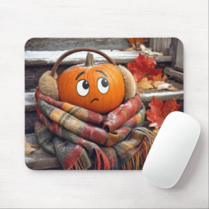 Tapis De Souris Citrouille d'automne dans une écharpe confortable