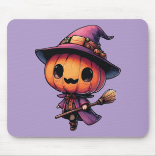Tapis De Souris Citrouille de sorcière d'Halloween mignonne