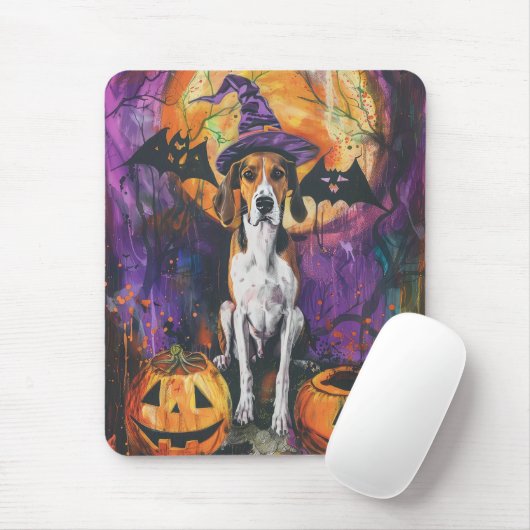 Tapis De Souris Citrouille d'Halloween américain Foxhound (Avec souris)
