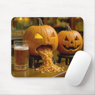 Tapis De Souris Citrouille d'Halloween vomissant dans un bar