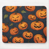 Tapis De Souris Citrouille effrayant face Orange Éffrayant Hallowe (Devant)
