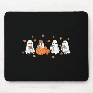 Tapis De Souris Citrouille Fantôme Automne Feuilles Saison Effraya
