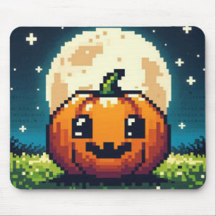 Tapis De Souris citrouille Halloween 8 bits sous la lune