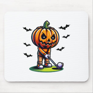 Tapis De Souris Citrouille Jouer Golf Halloween Sports Drôle Et Sp