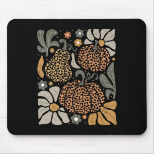 Tapis De Souris Citrouille léopard avec fleurs Boho Floral Thanksg