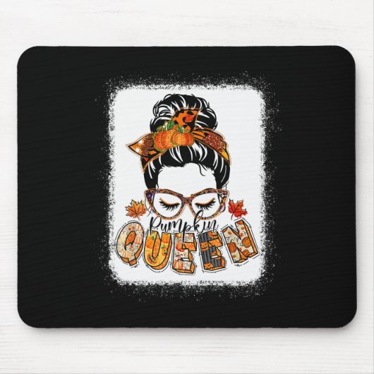 Tapis De Souris Citrouille Queen Messy Bun Automne Citrouille Auto (Devant)