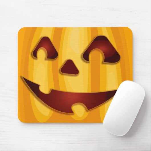 Tapis De Souris Citrouille sculpté souriant design Halloween (Avec souris)