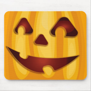 Tapis De Souris Citrouille sculpté souriant design Halloween