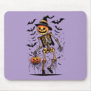 Tapis De Souris Citrouille Squelette Art Halloween 