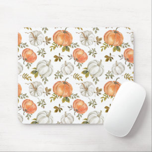 Tapis De Souris Citrouilles d'aquarelle et Motif d'automne de feui