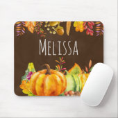 Tapis De Souris Citrouilles de récolte et feuilles d'automne front (Avec souris)