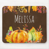 Tapis De Souris Citrouilles de récolte et feuilles d'automne front (Devant)
