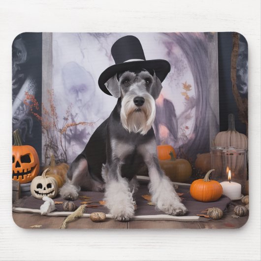 Tapis De Souris Citrouilles de Schnauzer miniature Halloween (Devant)
