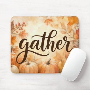 Tapis De Souris Citrouilles de Thanksgiving avec le texte Rassembl