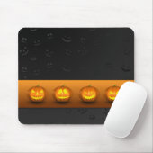 Tapis De Souris Citrouilles d'Halloween Jack-o-Lantern (Avec souris)