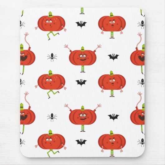 Tapis De Souris Citrouilles d'halloween mignonnes, araignée et mot (Devant)